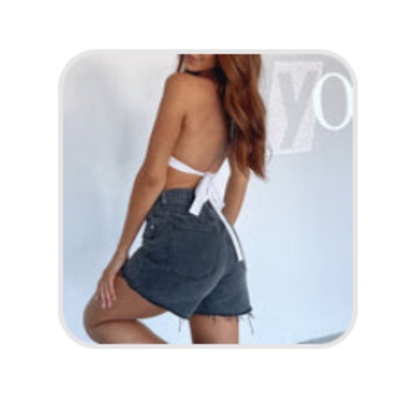 Whitefox asymmetrical dark denim jean short - Picture 2 of 2